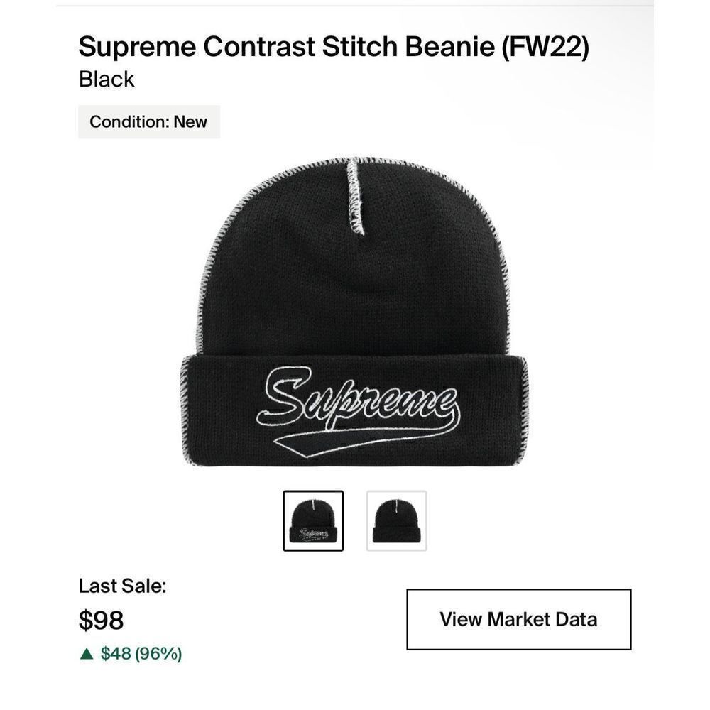 Supreme Contrast Stich Beanie (FW22) “Black”